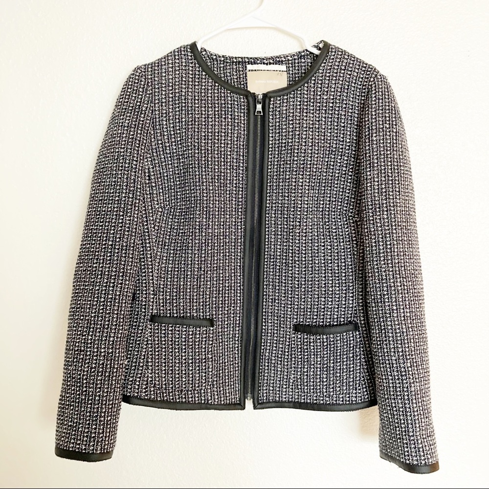 Banana Republic Leather Trim Tweed Blazer Tall 12
